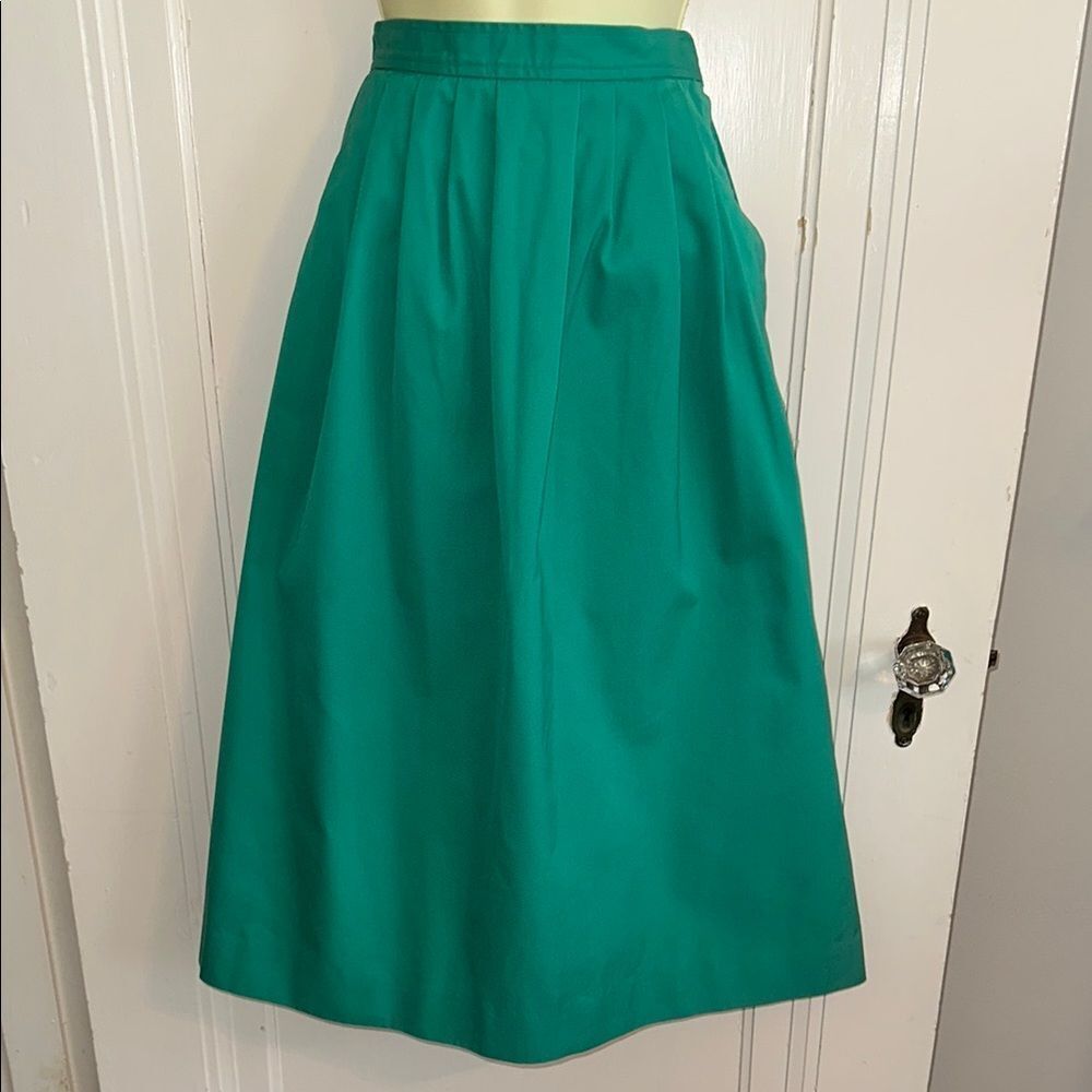 Vintage 70s/80s David Brooks Ltd Kelly Green‎ Midi A-Line Skirt